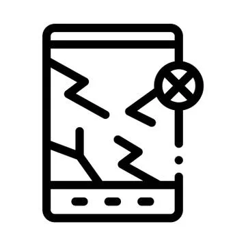 Wrecked Tablet Icon Vector Outline Illustration Stock Illustration