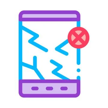 Wrecked Tablet Icon Vector Outline Illustration Stock Illustration