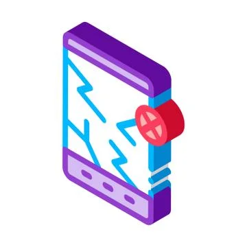 Wrecked Tablet isometric icon vector illustration Stock Illustration