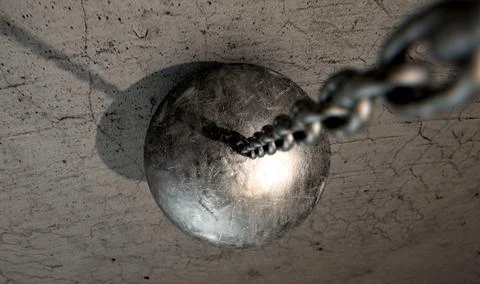 Wrecking ball hitting wall Stock Illustration