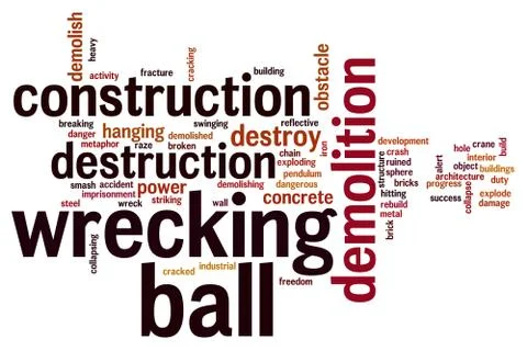 Wrecking ball word cloud Stock Illustration