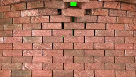 Wrecking red brick wall greenscreen loop 스톡 동영상 85530046