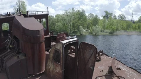 Wrecks in the Chernobyl Exclusion Zone. 库存影片 155241078