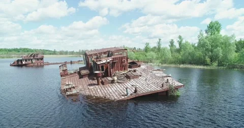 Wrecks in the Chernobyl Exclusion Zone. Stock-Footage 155245559