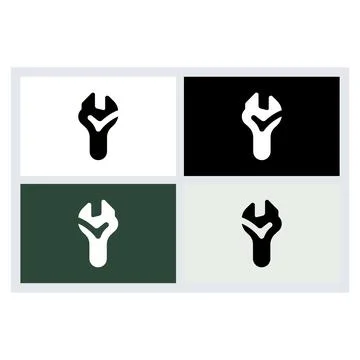 Wrench and Check Mark Logo Icon Set 库存插图