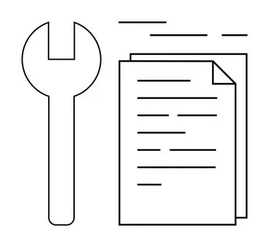 Wrench and Document Symbolizing Service Tools and Documentation Process Illustrazione stock