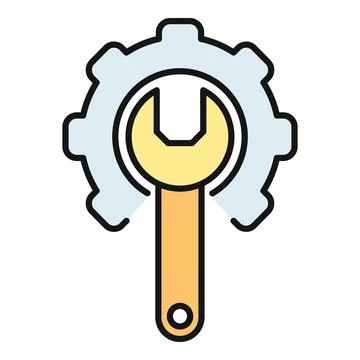 Wrench and gear icon representing settings and service Stock Illustration
