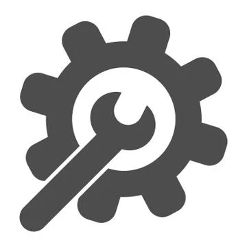 Wrench and gear solid icon. Service tools vector illustration isolated on white 스톡 일러스트