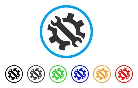 Wrench And Gear Tools Rounded Icon Stock Illustration