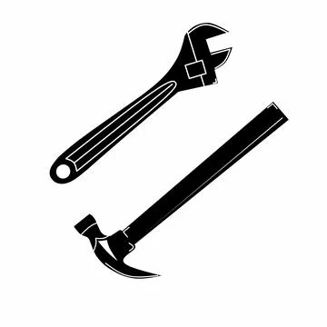 Wrench and hammer icon, vector Illustrazione stock