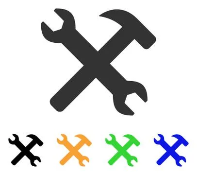 Wrench And Hammer Tools Vector Icon Stock Illustration