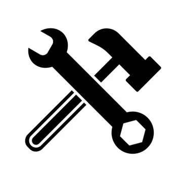 Wrench and hammer vector. Tools icon isolated on white background. Flat solid Illustrazione stock