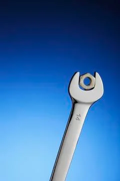 Wrench and nut Foto stock