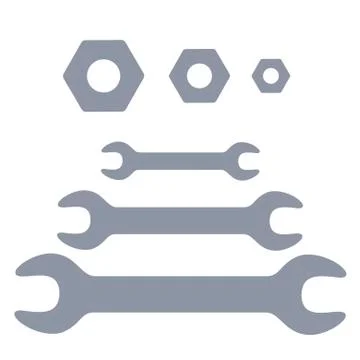 Wrench and Nut on white background. Vector illustration in trendy flat style Illustrazione stock
