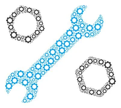 Wrench And Nuts Collage of Cogs Stock Illustration