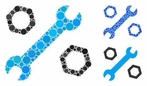 Wrench and nuts Composition Icon of Round Dots Stock Illustration