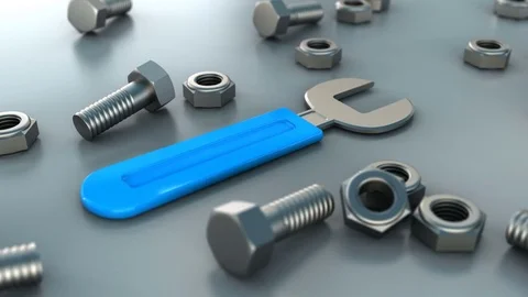 Wrench and nuts Stockbeeldmateriaal 75812919