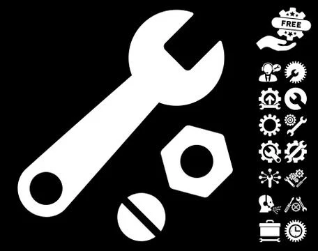 Wrench and Nuts Vector Icon with Tools Bonus イラスト素材