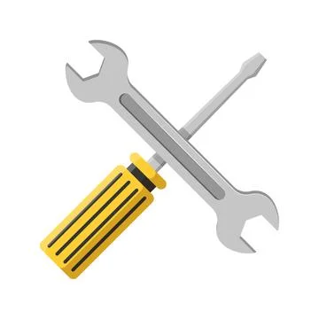 Wrench and screwdriver icon in flat style. Spanner vector illustration on i.. Stock Illustration