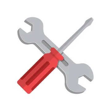 Wrench and screwdriver icon in flat style. Spanner vector illustration on i.. Stock Illustration