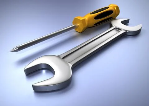 Wrench and screwdriver Stock Illustration