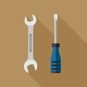 Wrench and Screwdriver Stock Illustration