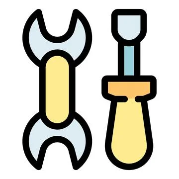 Wrench and screwdriver representing mechanical tools and repairing Stock Illustration
