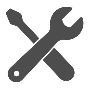 Wrench and screwdriver solid icon, labour day concept, repair equipment sign on Illustrazione stock