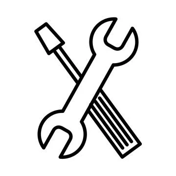 Wrench and screwdriver tool flat icon. Pictogram for web. Line stroke. Isolat Stock Illustration