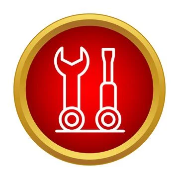 Wrench and screwdriver tool red circle icon Stock Illustration