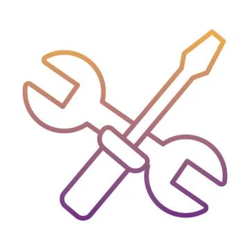Wrench and screwdriver tools gradient line style icons Illustrazione stock