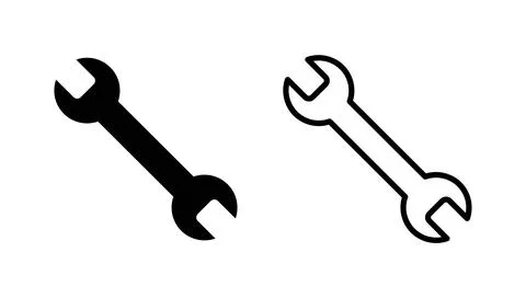 Wrench and spanner vector icon. Mechanic equipment simple illustration. Rep.. Illustrazione stock