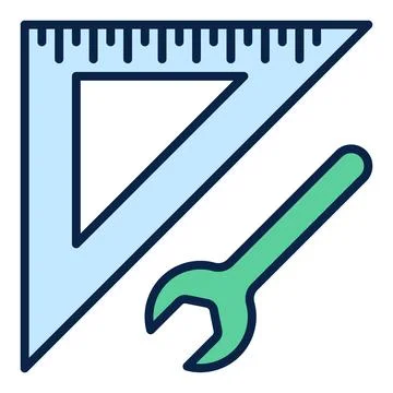 Wrench and Triangular Ruler vector concept colored icon or symbol 스톡 일러스트