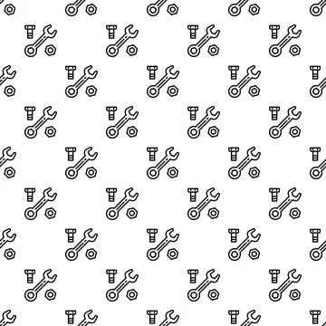 Wrench bolt nut tools seamless pattern background Illustrazione stock