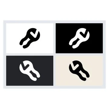 Wrench Check Mark Icon Vector Logo Set 库存插图
