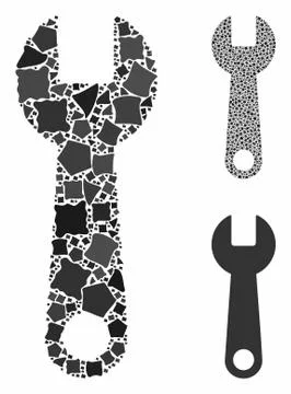 Wrench Composition Icon of Raggy Elements 스톡 일러스트