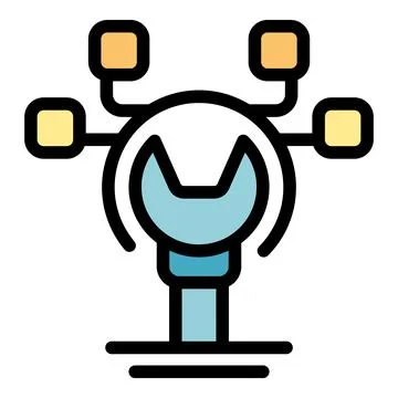 Wrench connecting to digital network representing system integration concept Stock Illustration