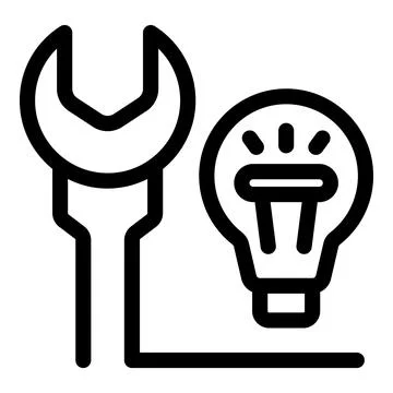 Wrench connecting with light bulb representing problem solving 스톡 일러스트