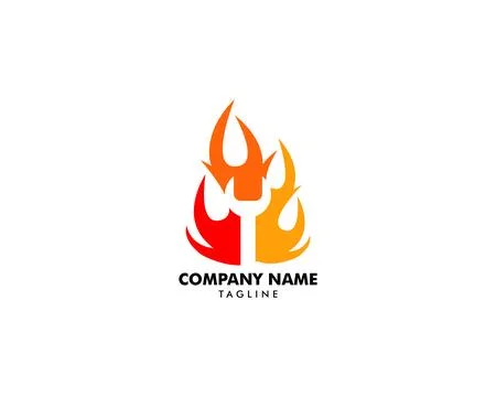 Wrench in Fire Flame Logo design vector template Negative space style Stock Illustration