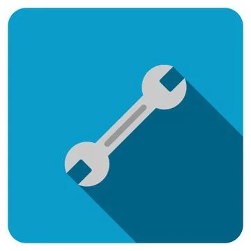 Wrench Flat Rounded Square Icon with Long Shadow Stock Illustration