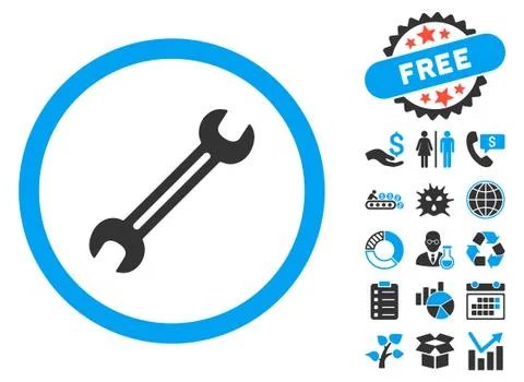 Wrench Flat Vector Icon with Bonus イラスト素材