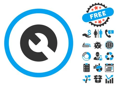 Wrench Flat Vector Icon with Bonus イラスト素材