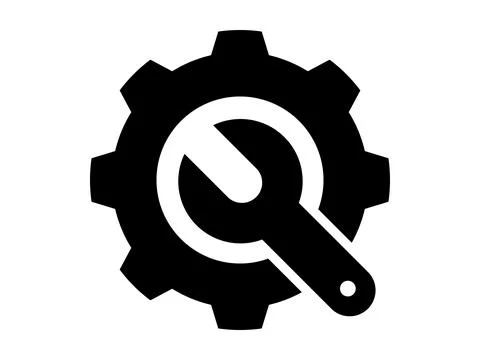 Wrench with Gear Icon Vector, Mechanical Tool Symbol for Repair and Enginee.. Stock Illustration