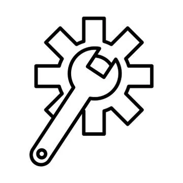 Wrench with gear settings machine line style icon Illustrazione stock