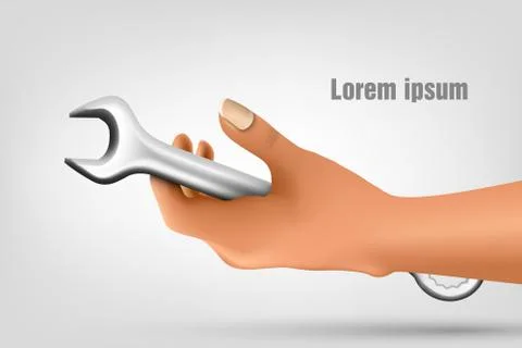 Wrench in hand Stock Illustration