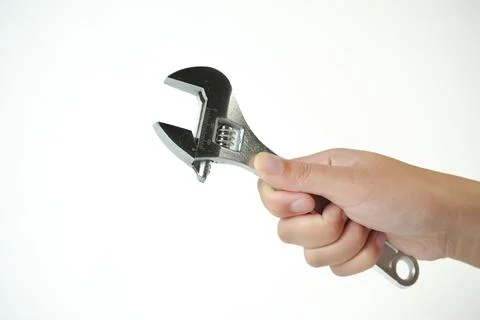 Wrench in hand Foto stock