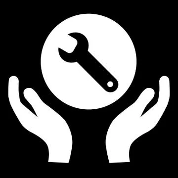 Wrench in hands line icon. Technical support. Repair service. Flat simple solid イラスト素材