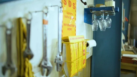 Wrench hanging on the wall Stock Footage 87808355