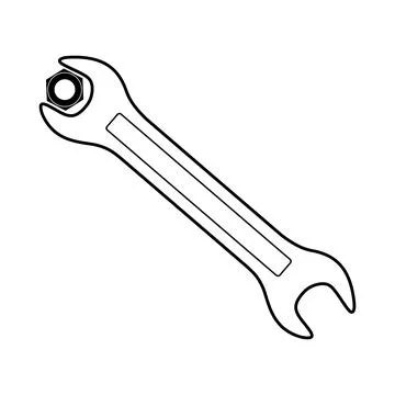 Wrench with Hex Nut Outline Vector Illustration Stock Illustration