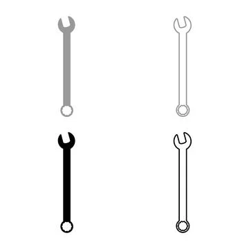 Wrench hexagon Spanner Hand tool Mechanic engineer instrument set icon grey b Stock Illustration